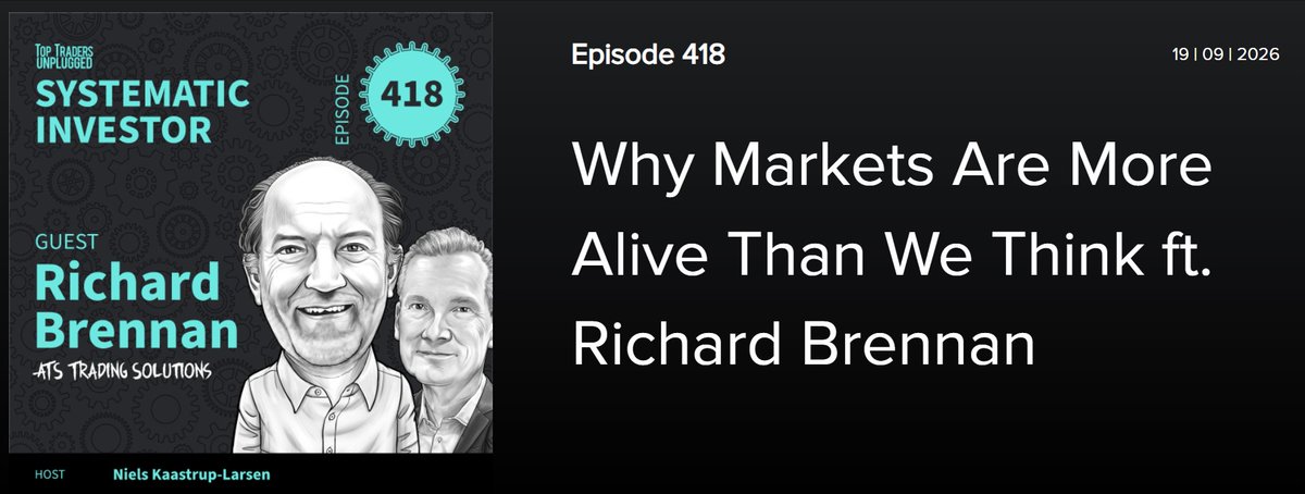 RichB118's tweet photo. THE MARKET IS NOT A MACHINE

Market participants are not standing outside the system. Their beliefs and actions help create the future they are trying to predict.

El Farol, reflexivity, increasing returns and what they mean for trend following.

https://t.co/VjPEyHNKw3

#TrendFollowing #OutlierHunting #ComplexAdaptiveSystems #MarketReflexivity