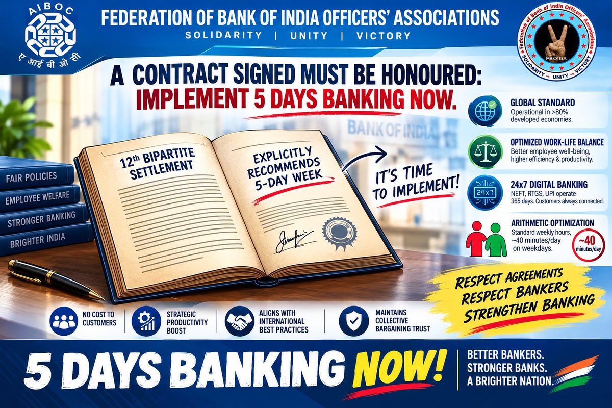 NigamBrahmbhatt's tweet photo. We demand #5DayBankingNow
@fboioa_india @nilesh_pawar15 @UFBUIndia @aiboc_in #FBOIOA https://t.co/QuddphgRfP