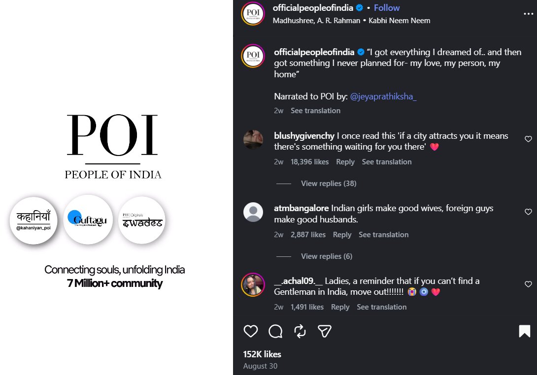 yashuuuuxxx's tweet photo. Love the way some Indian men are crying under this reel 😭

— She grew up in a tiny village in Tamil Nadu, dreaming of one day seeing Paris. 🇫🇷

— She eventually moved to Paris for her studies — and unexpectedly met Quentin through a mutual friend. They started chatting on Instagram, went on a date… and the rest became a love story. ❤️

— Her family wasn't immediately convinced either. Her father initially wouldn't even speak to him when he came to India. But eventually, they saw the man she had fallen in love with.

— Two months ago, they got married in the south of France, followed by a beautiful South Indian wedding. ❤️

Indian girls, consider this your reminder: if you can't find a gentleman in India, move out!!!! 😭🧿❤️

No slavery , No Restrictions , Full Freedom