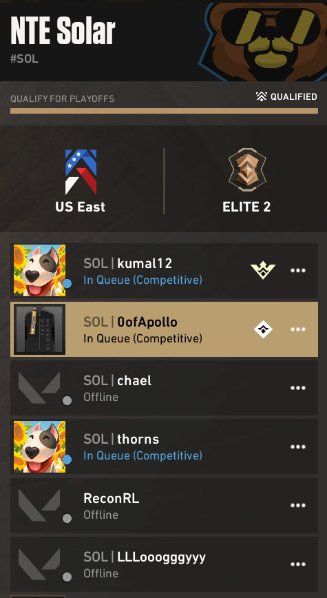 NightTimeEsport's tweet photo. NTE Dusk and NTE Solar are Qualified for Premier Playoff!!

Congrats to both team for putting in the effort and popping off!! #playpastmidnight https://t.co/OdSI0M4OfF