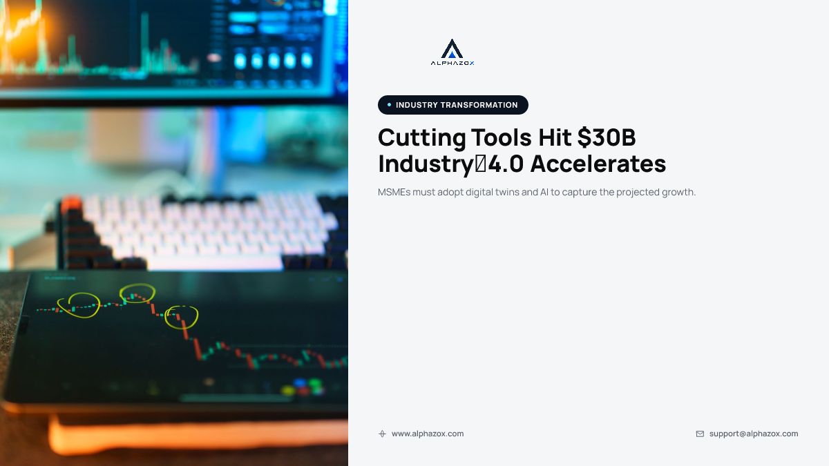 Alphazox's tweet photo. 🚀 Global cutting‑tool market set to reach $30 B by 2030, urging MSMEs to fast‑track Industry 4.0 adoption. #Industry40 #ALPHAZOX https://t.co/WyT5SSULns