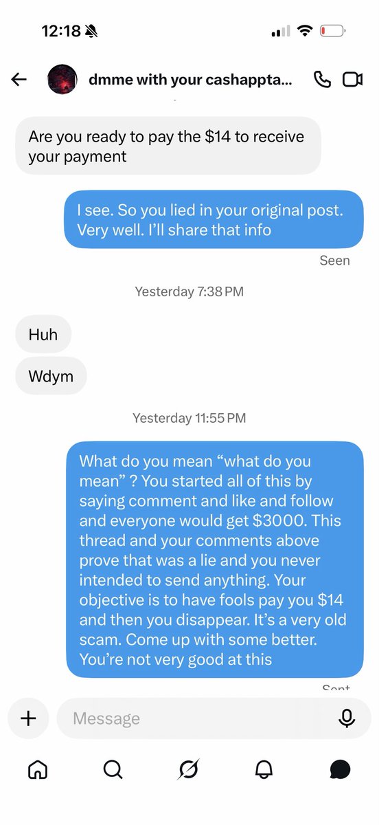 LongCrawford84's tweet photo. Why are these people running such old, well understood scams so badly? There are ways to make these various financial fraud attempts seem legitimate enough that they pass muster. But these clowns, Jesus. https://t.co/7qEbW1aEhB