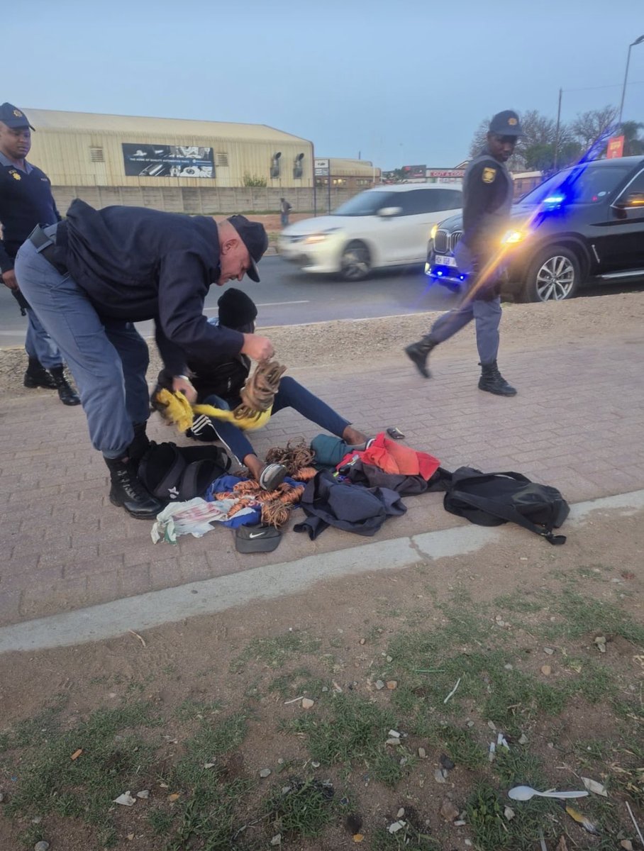 Ndlombango's tweet photo. The new Limpopo PC is a man at work. On his way to the Operation Shanela, he decided to stop a suspicious motorcycle, guess what was in that bike, copper. This mlungu loves his  job https://t.co/ILryf5taRQ
