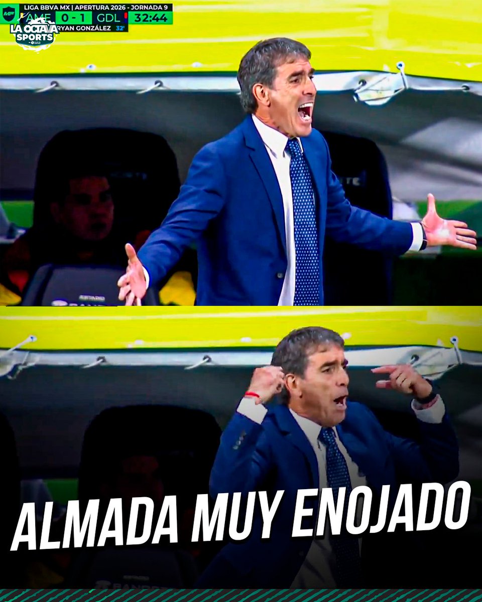 laoctavasports's tweet photo. NO LO PUEDE CREER 😡🦅🔥  

Guillermo Almada explotó en el banquillo tras los tremendos osos de su defensa frente al Rebaño.   

El experimento en la zaga le está saliendo carísimo. 👀📉 https://t.co/STbiMuUjka