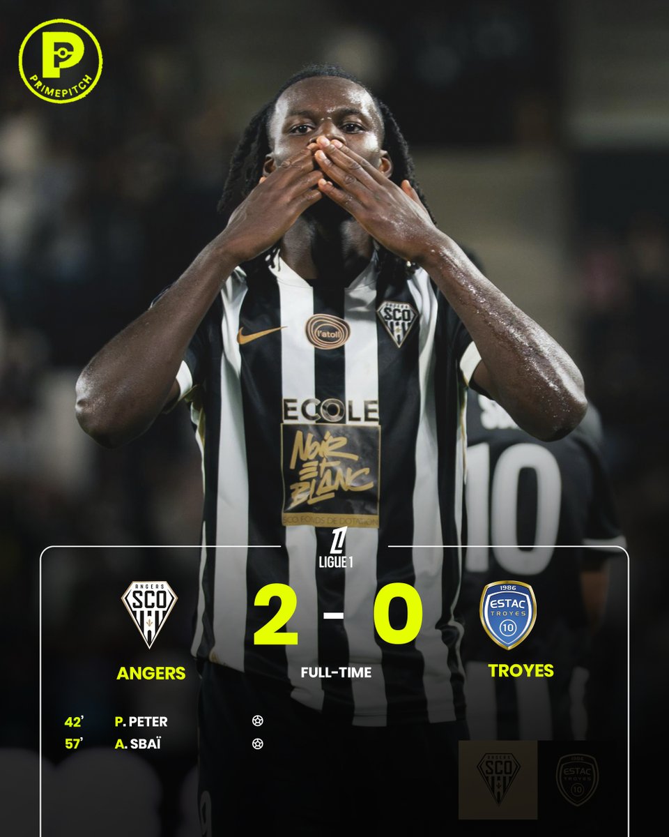 PrimePitch_'s tweet photo. Angers turned in a professional, authoritative display at the Stade Raymond Kopa, comfortably defeating Troyes 2–0 to claim all three points in style. https://t.co/V5J3mMQ0Or