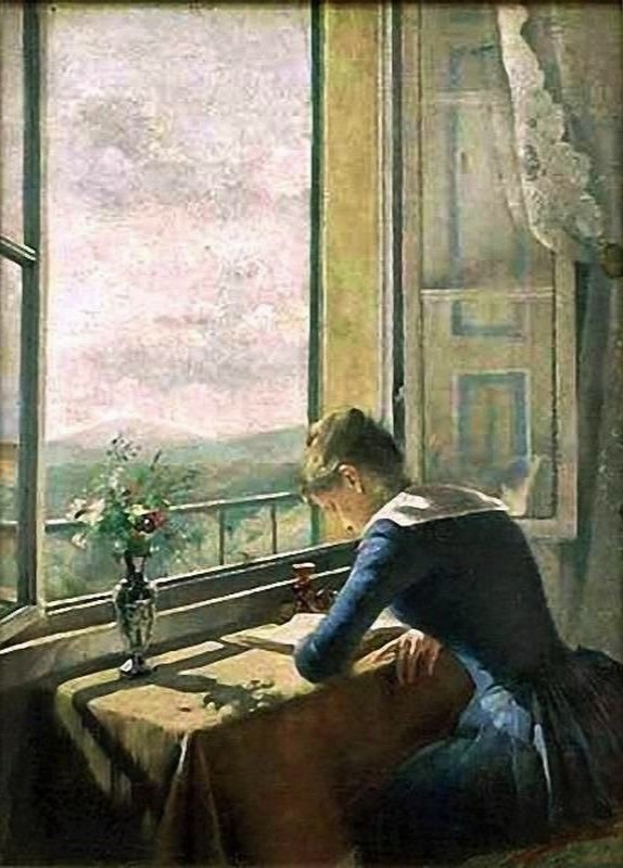 souiboynt's tweet photo. Learning to draw isekai vibes inspired by "Reading Woman by the Open Window" by Asta Nørregaard (1889)

#art #artprogress #anime #learntodraw https://t.co/dXICWZwtwh