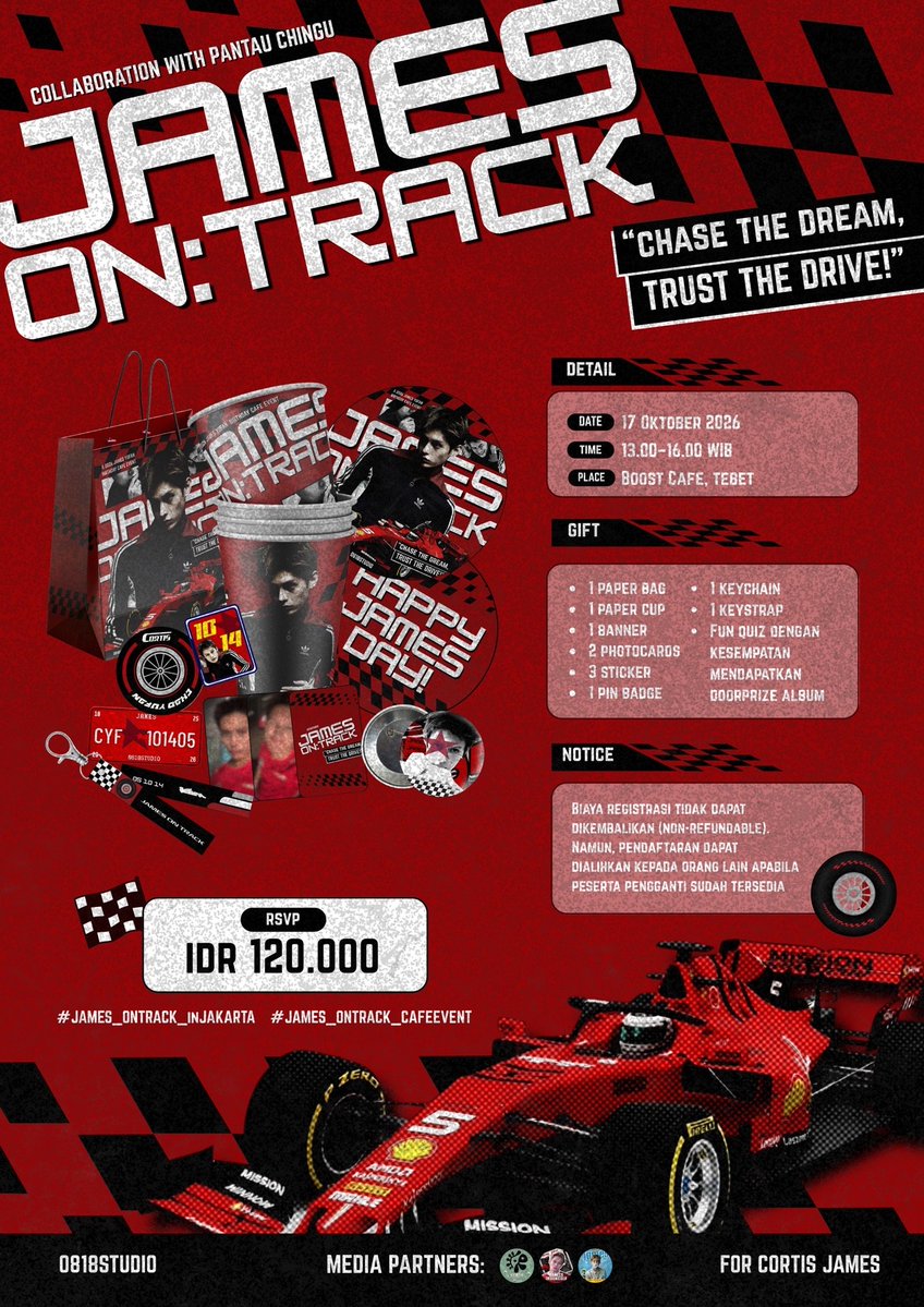 CORTISINDONESIA's tweet photo. [MEDIA PARTNER]

🏎️🏁 2026 #赵雨凡 𝐁𝐈𝐑𝐓𝐇𝐃𝐀𝐘 𝐂𝐀𝐅𝐄 𝐄𝐕𝐄𝐍𝐓
𝐉𝐀𝐌𝐄𝐒: 𝐎𝐍 𝐓𝐑𝐀𝐂𝐊
𝙘𝙝𝙖𝙨𝙚 𝙩𝙝𝙚 𝙙𝙧𝙚𝙖𝙢, 𝙩𝙧𝙪𝙨𝙩 𝙩𝙝𝙚 𝙙𝙧𝙞𝙫𝙚 ˚. ᵎᵎ
0818studio X Pantau Chingu 🚦🏎️🇮🇩
🕹️ 17 Oktober 2026
🏁 Boost Cafe, Tebet
🖥️ RSVP: https://t.co/JVwLQJzOTH

registrasi sudah dibuka! 🏁 karena konsepnya dibuat lebih intimate, jumlah peserta juga terbatas, jadi jangan sampai kehabisan slot yaa 🫶🏻