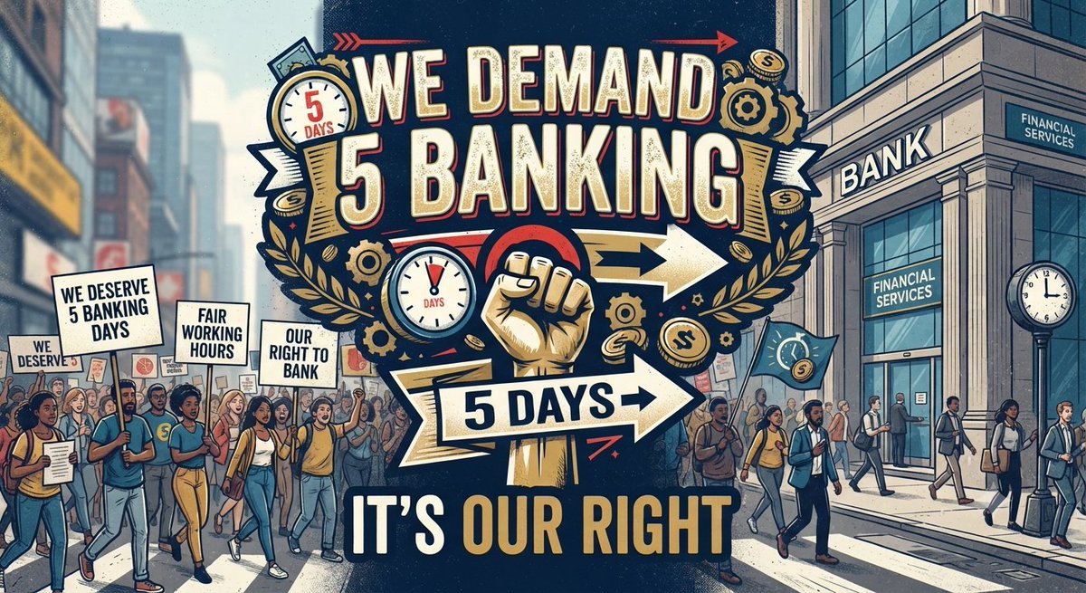 patelpathik's tweet photo. 😎 FRIDAY FINISH. WEEKEND START.
Sounds ordinary?
For many bankers, it is still a demand.
Let’s make 5-Day Banking a reality.
✊ SATURDAY? NO. 5 DAYS? YES.
#5DayBankingNow
#UFBU #AIBOC #FBOIOA
@fboioa_india @nilesh_pawar15 @aiboc_in @UFBUIndia @NigamBrahmbhatt https://t.co/TPHdJVQnIZ