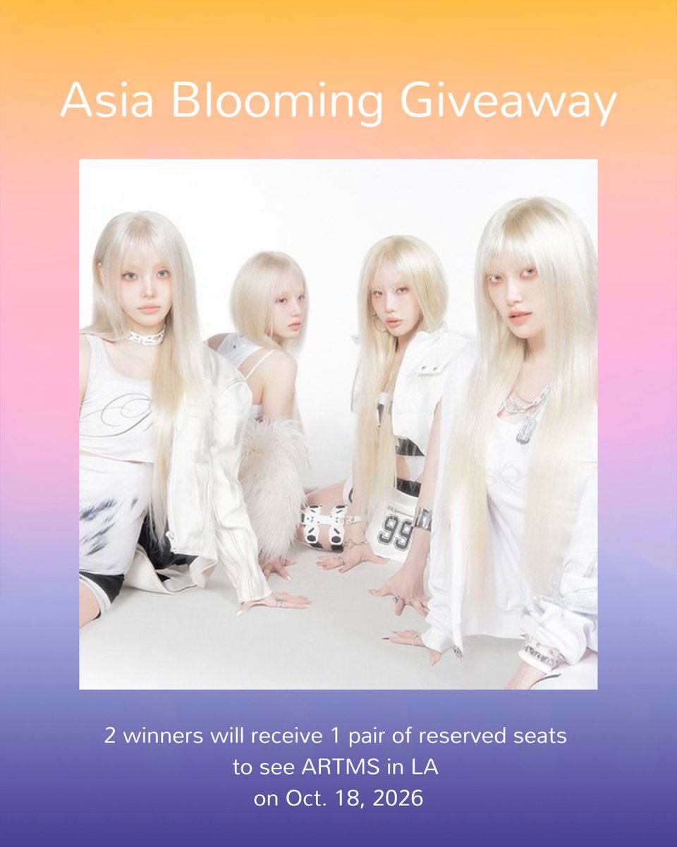 asiablooming's tweet photo. Giveaway | Follow &amp; repost for a chance to win a pair of tickets to see ARTMS in LA on October 18!

Details here: https://t.co/NEPmSVsLxw

#ARTMS #OURII

#Art_of_BLUEBLOOD
#Hyper_Ego https://t.co/JYkLdU9mR8