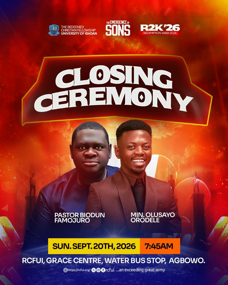 rcfui's tweet photo. 🎉 R2K’26 GRAND FINALE! 🎉

"Give thanks unto the Lord; for he is good." — Psalm 107:1

A week of God’s goodness calls for thanksgiving! 🙌🏾

Come with your friends &amp; dancing shoes! 🥳

⏰ 7:45 AM
📍 RCF UI, Grace Centre, Water Bus Stop, Agbowo

#r2k26 #closingceremony #rcfui https://t.co/DWWsSYDBiF
