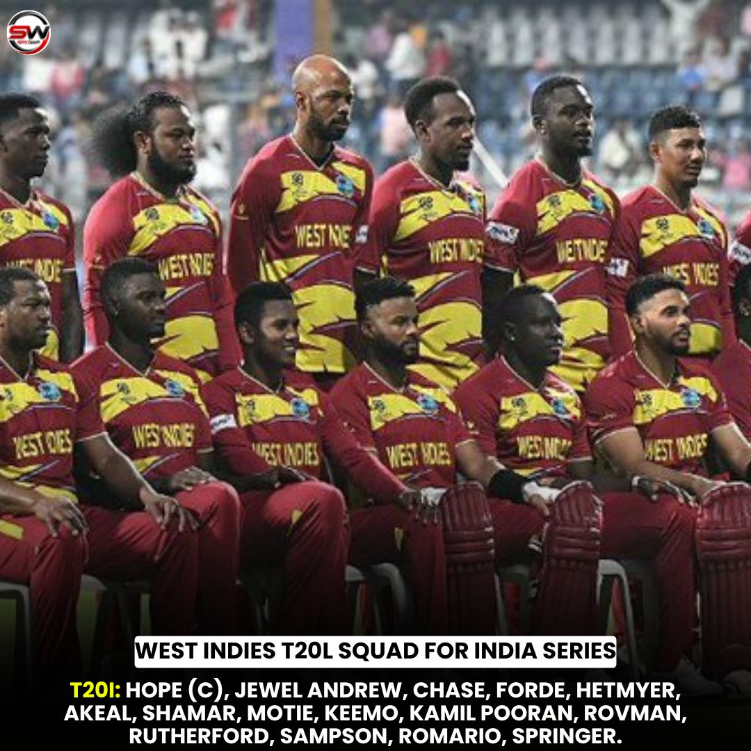mysportswiz's tweet photo. WEST INDIES T20I SQUAD FOR INDIA SERIES!
The West Indies are ready for the T20I battle against India!
https://t.co/9AC7sYGM6O
#HarryBrook #BCCI #RohitSharma #AichiNagoya2026 #AsianGames2026 #WestIndies #Arman #INDvsAFG #TeamIndia #T20Cricket #SportsWiz https://t.co/QXEMs1xgrt