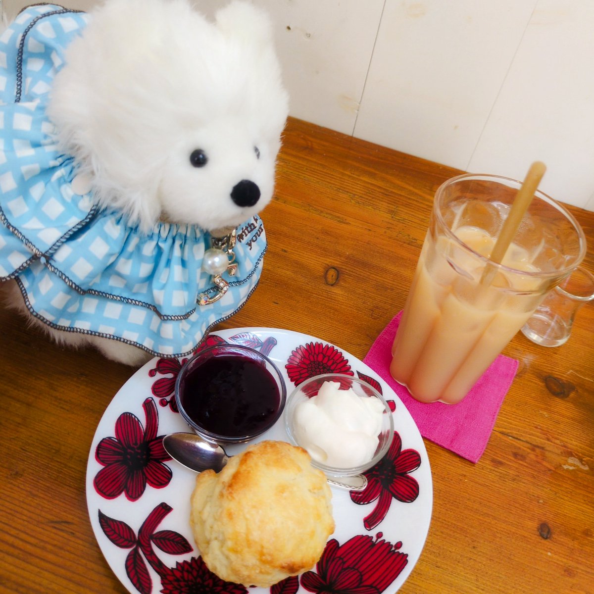 ri9_trpg_rr's tweet photo. サモぬいとスコーン（ぶどうジャム🍇）
お気に入りの喫茶店の夏季休業が終わったので行ってきました☺ https://t.co/b7VdFGRf1s