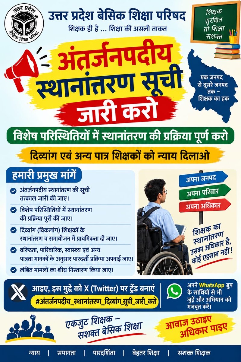 AnkitaT63137037's tweet photo. 📢 बेसिक शिक्षा ��िभाग
विशेष अंतर्जनपदीय स्थानांतरण
हमारी सूची जारी करो
आवेदन कर चुके शिक्षक साथियों को
स्थानांतरण सूची का इंतजार है।
#विशेष_अंतर्जनपदीय_स्थानांतरण_सूची_जारी_करो 
@myogiadityanath @thisissanjubjp @Sen2Partha @yadavakhilesh @bstvlive https://t.co/Ek1ODH5biw