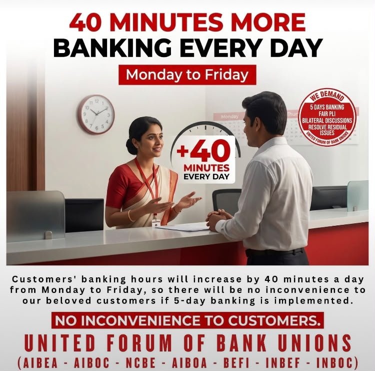 vipeengiri's tweet photo. Implement 5 Day Banking 

3 Days Continuous Strike 
28-29-30 Sept, 2026

Indefinite Strike From 26 October, 2026

#5DayBankingNow https://t.co/YfISY3B9qM