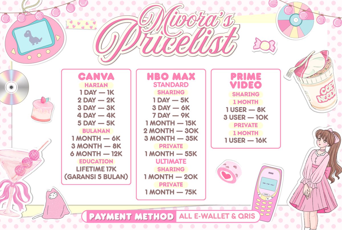 MIVORASTORE_'s tweet photo. ୨୧ 𝐌𝐈𝐕𝐎𝐑𝐀 𝐏𝐑𝐄𝐌𝐈𝐔𝐌 ୨୧

🎀 premium apps, affordable price
🫧 Netflix • Canva • Vidio • YouTube &amp; more
💌 order via DM / WhatsApp
🛍️ pricelist &amp; rules ↓

thank you for trusting us ♡
happy watching, luvies! 🩰🫧 https://t.co/pJ5kpSLXuR