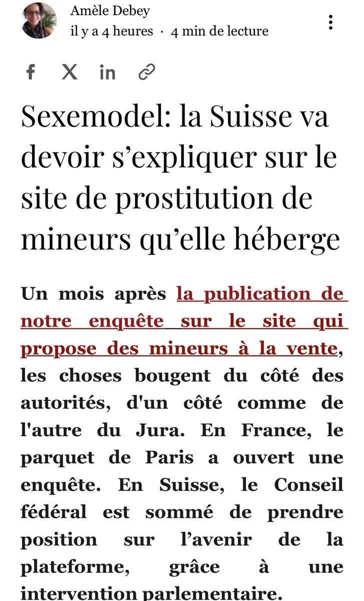 michel_amas's tweet photo. Suite à nos actions les députés Suisses viennent d'interroger leur gouvernement sur les poursuites qui doivent être engagées en Suisse contre cette société localisée en Suisse, qui permet la Prostitution d'enfants en France

Seul le ministre de la justice Français ne fait rien. https://t.co/mkJ4N3aJbq