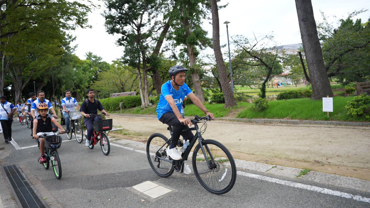mansukhmandviya's tweet photo. Cycling Together, Cheering Together! 🇮🇳

Joined the Indian diaspora in Nagoya, Japan, for #SundaysOnCycle to cheer for our athletes competing at the Asian Games 2026.

#Cheer4Bharat https://t.co/DhGaXU8ajZ