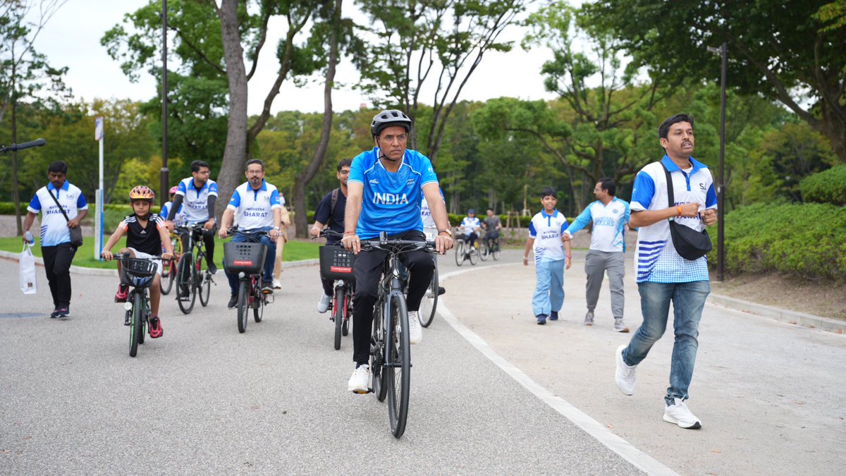 mansukhmandviya's tweet photo. Cycling Together, Cheering Together! 🇮🇳

Joined the Indian diaspora in Nagoya, Japan, for #SundaysOnCycle to cheer for our athletes competing at the Asian Games 2026.

#Cheer4Bharat https://t.co/DhGaXU8ajZ