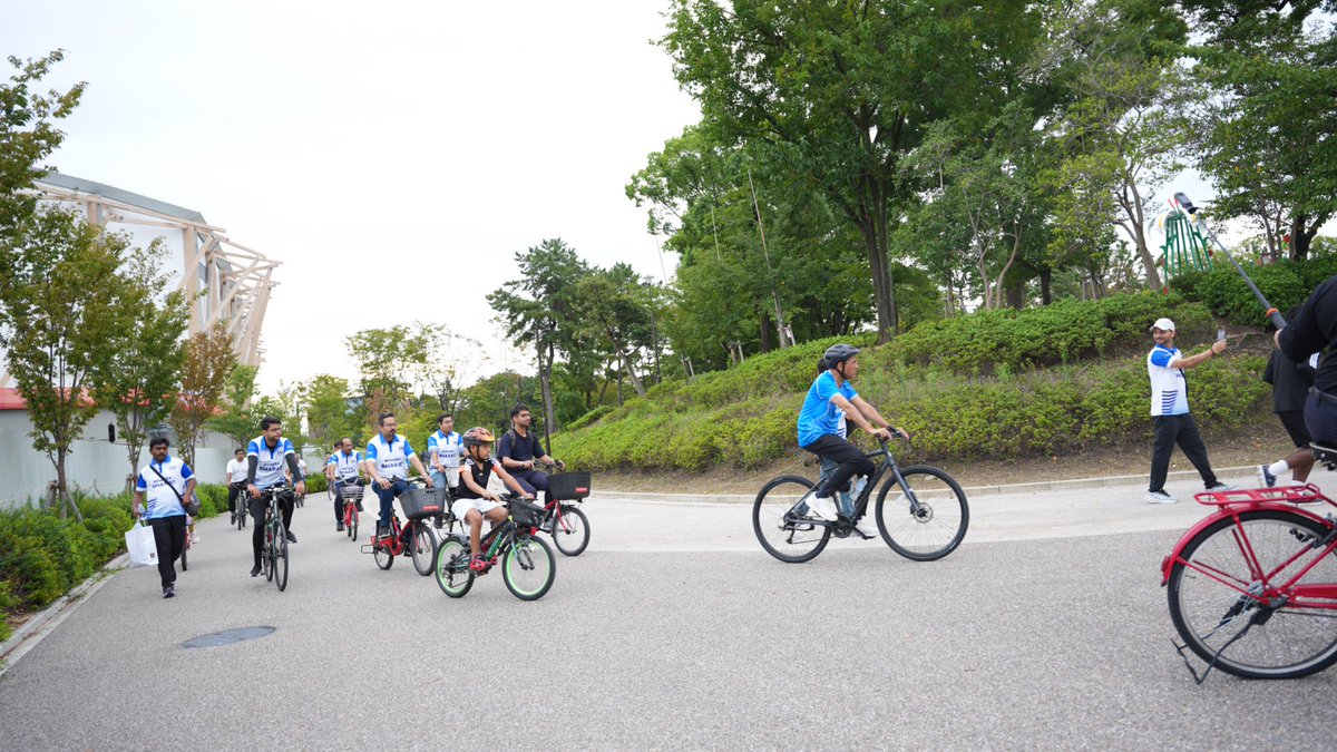 mansukhmandviya's tweet photo. Cycling Together, Cheering Together! 🇮🇳

Joined the Indian diaspora in Nagoya, Japan, for #SundaysOnCycle to cheer for our athletes competing at the Asian Games 2026.

#Cheer4Bharat https://t.co/DhGaXU8ajZ