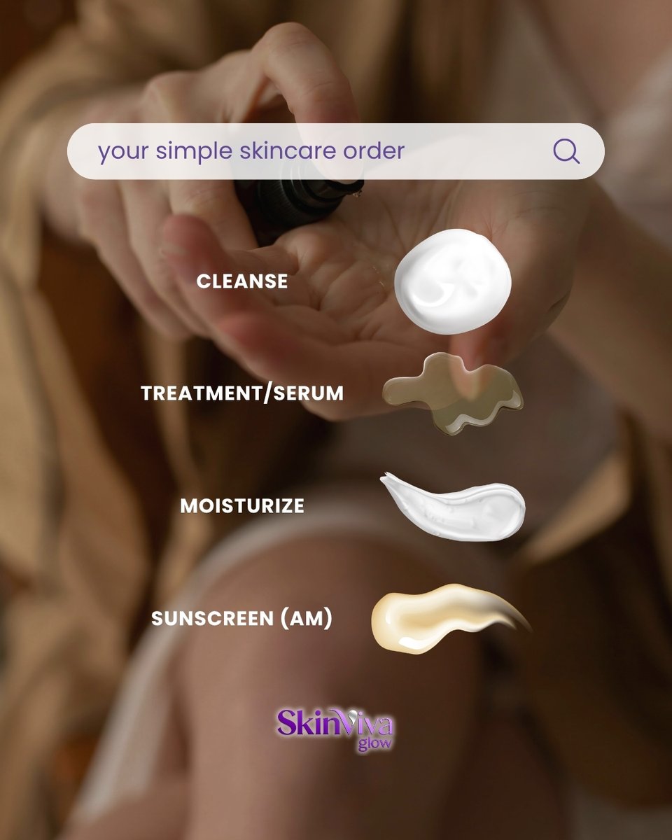 GordonRudisill's tweet photo. Not sure where to start? Keep it simple. Layer skincare from thinnest to thickest: cleanse, treatment or serum, moisturize, then sunscreen in the morning. Follow product directions—consistency matters more than a complicated routine. https://t.co/caC5v0giiK