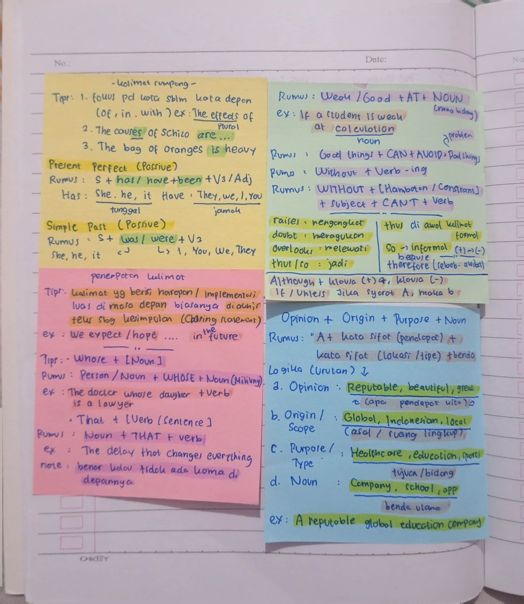 yoonpavv's tweet photo. My another sticky notes about lbe ini kepake banget buat UTBK dan simak ui!
 Konjungsi bahasa inggris, penempatan kalimat dll thank me later <3 any req dm/komen ya! feel free to share 🤍✌🏻 https://t.co/JAsacVzcZm
