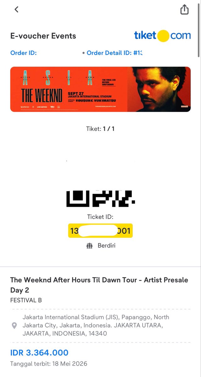 rreee_09's tweet photo. WTS 1 tiket Festival Day 2 The Weeknd 
Harga underprice! Bisa COD
Minat DM yaa!! https://t.co/cFqopSAxKT