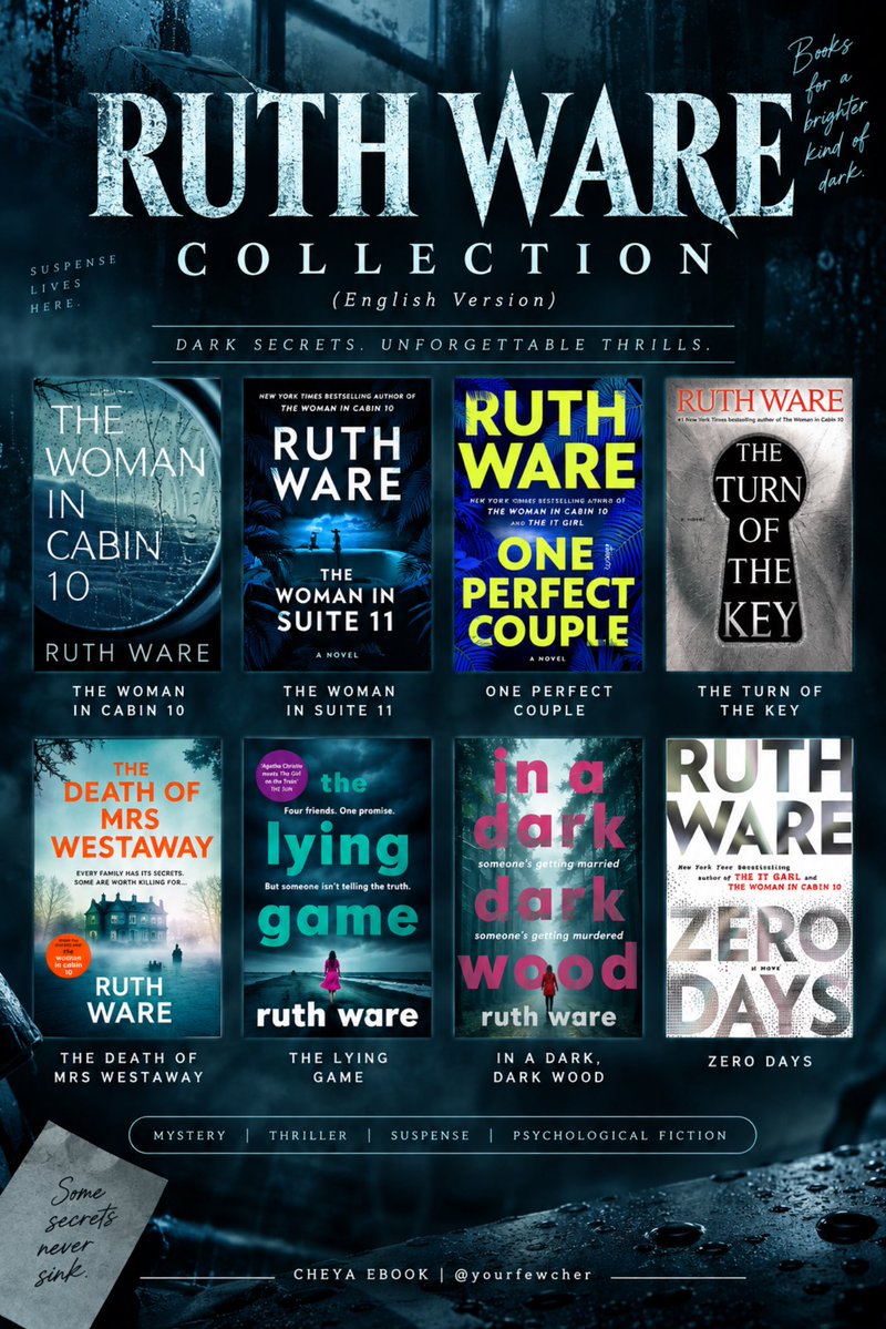 yourfewcher's tweet photo. WTS EBOOK NOVEL SERIES
☆ Ruth Ware

Suite 11
It Girl
One by One
Zero Days
In a Dark Wood
The Woman in Cabin 10
Turn of the Key
One Perfect Couple

— PDF EPUB Kindle
— CTM: Crime Thriller Mystery

wtb buku ada jual jasa beli cari mau punya terjemahan indo eng e-book e book review https://t.co/RTLA4XlMAg