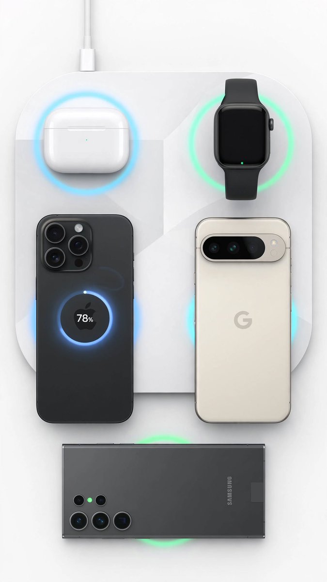 step_heart37433's tweet photo. One dock to charge them all ⚡️

This foldable 3-in-1 charges iPhone + Watch + AirPods at once. Fits in my pocket. Desk = clean.

Comment "CHARGER" and I'll DM you the link! https://t.co/mUDLZ3Dqg5