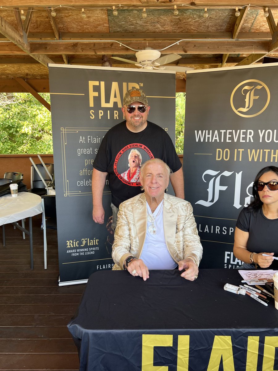 dandeelmusic's tweet photo. @RicFlairNatrBoy takes over @ItsBristolBaby race weekend introducing @FlairSpirits #ricflair #natureboy #wooo https://t.co/WzD0OoKxpE