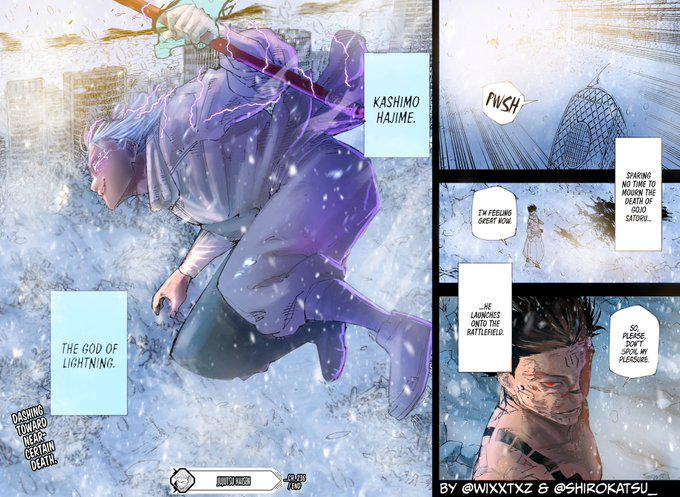 holykashimo's tweet photo. 3 YEARS AGO TODAY

THE GOD OF LIGHTNING, THE STRONGEST OF THE EDO &amp; MODERN ERA, HAJIME KASHIMO, JUMPED INTO THE SHINJUKU BATTLEFIELD TO AVENGE SATORU GOJO. https://t.co/OpQBfi7gcJ