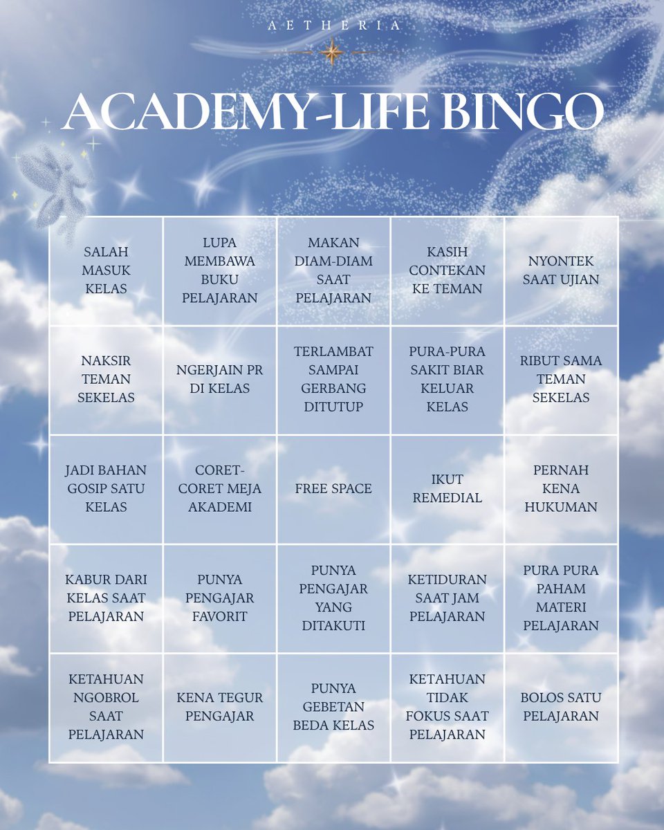aetheriacademy's tweet photo. ㅤㅤ
𝐀𝐄𝐓𝐇𝐄𝐑𝐈𝐀 𝐖𝐀𝐍𝐓𝐒 𝐓𝐎 𝐊𝐍𝐎𝐖.

Before the gates open, there’s something we’d like to know about you: 𝑯𝒐𝒘 𝒆𝒗𝒆𝒏𝒕𝒇𝒖𝒍 𝒘𝒂𝒔 𝒚𝒐𝒖𝒓 𝒂𝒄𝒂𝒅𝒆𝒎𝒚 𝒍𝒊𝒇𝒆?

Mark everything you’ve done—no judgment. Probably. 👀
ㅤㅤ https://t.co/KcDKEhtOZT