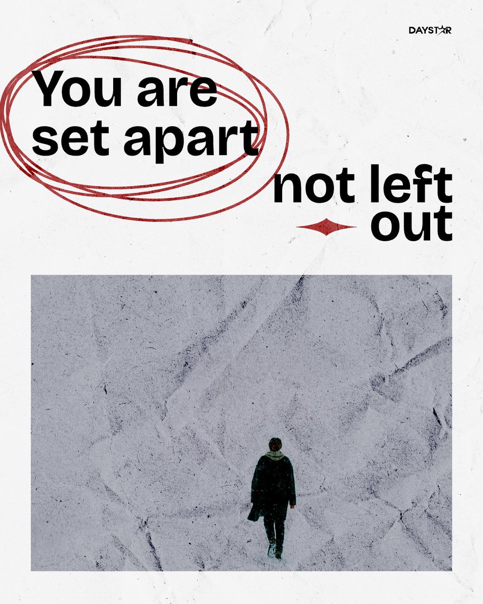 Daystar's tweet photo. Sometimes being different can feel like being forgotten. But God’s call to be set apart is not rejection—it’s purpose. You don’t have to fit in everywhere when God has called you to stand for Him. https://t.co/1LZ3G92B5e