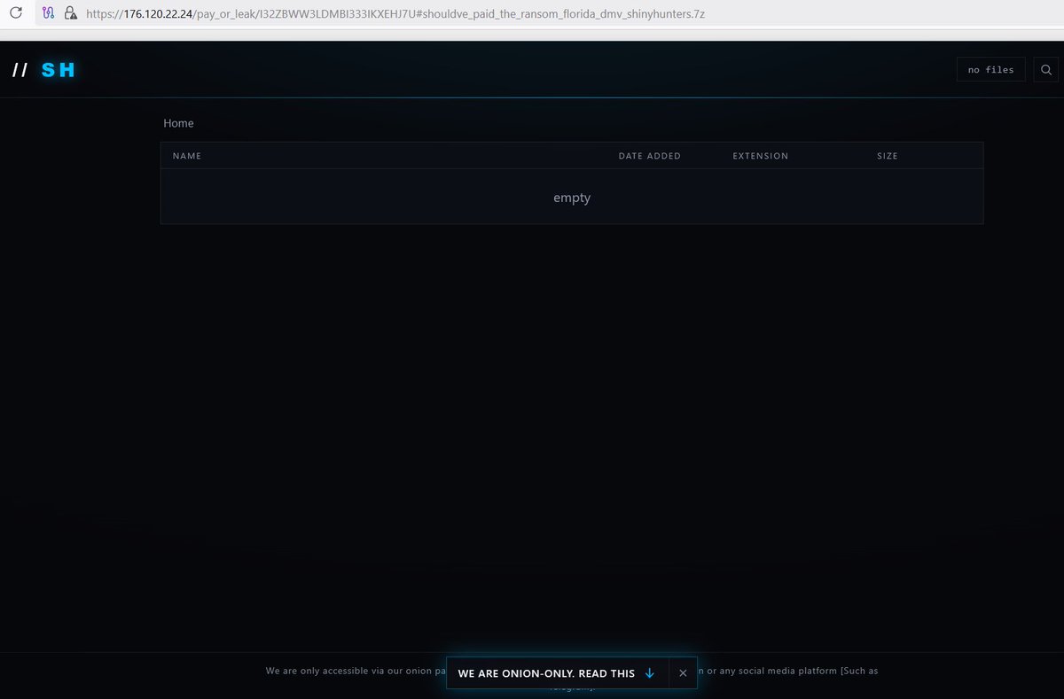 RakeshKrish12's tweet photo. 🚨#SHINYHUNTERS DEFACEMENT OF #CL0P/#CLOP #RANSOMWARE!🧵

#SLSH DLS Hosted with 🇵🇱Registrant #SOLLUTIUM  &amp; using 🇷🇺 Bulletproof Hosting Provider: #Prospero for File Servers

91.202.4.68
AS43641
nginx/1.22.1

#FBI #OSINT #infosec #security #hack #darkweb #databreach #CyberSec #TOR https://t.co/d5txCrC4N2