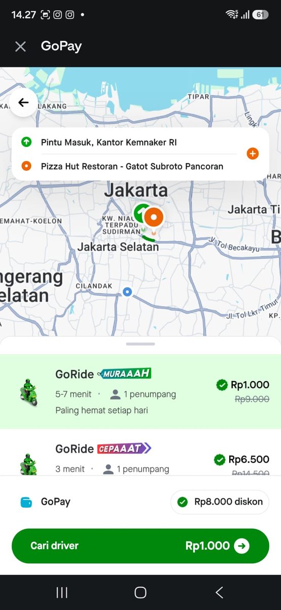 14n_nox's tweet photo. makin semangat buat aktifitas di pagi hari ini setelah tau kalau Gojek Di GoPay 1000 dong.. emang apk gopay ini banyak bener promonya! 😍 https://t.co/wihEMZ1xQ7