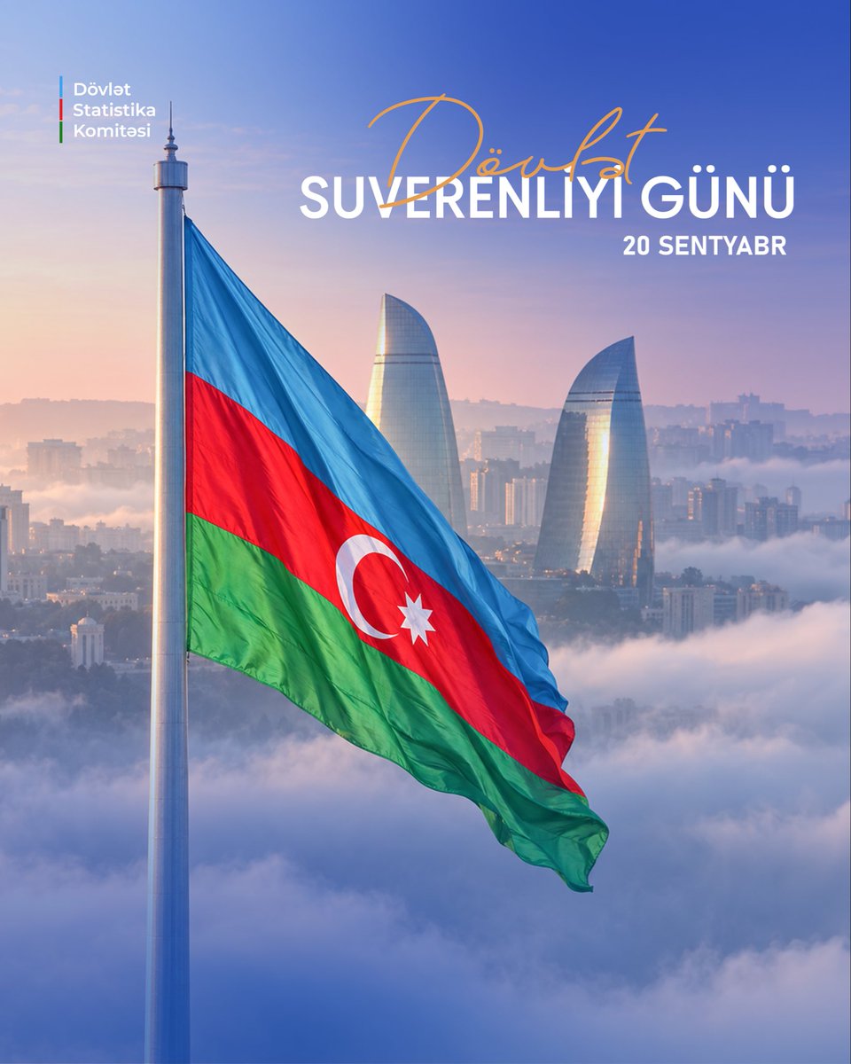 statestatkom's tweet photo. 🇦🇿 20 Sentyabr – Azərbaycan Respublikasının Dövlət Suverenliyi Günüdür!

Azərbaycanın dövlət suverenliyinin tam bərpasını təcəssüm etdirən bu əlamətdar gün münasibətilə xalqımızı təbrik edirik!

#DövlətSuverenliyiGünü #20Sentyabr #DövlətStatistikaKomitəsi https://t.co/Z4K20BSgec