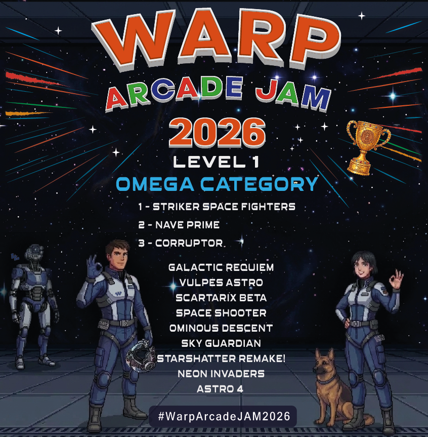 Warp_Game_Arg's tweet photo. 🏆Omega Category Winners! #WarpArcadeJAM2026 https://t.co/1iDY4BoAkS