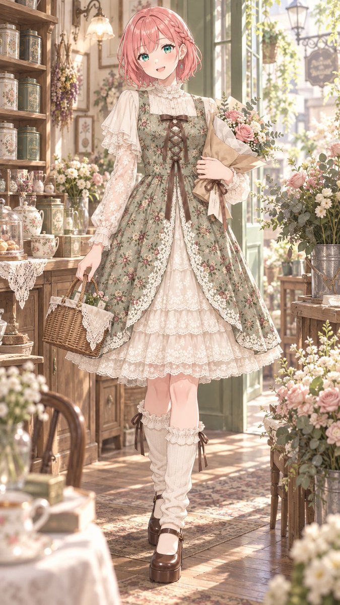 H2O2_library's tweet photo. セージグリーンの花柄レースアップドレスとアイボリーのレースインナーのコーデの衣装プロンプトをお借りしました。

@AliceLavli 
#アリス服飾店 #AIart️️️️️️️️️️️️️️️️️️️️️️️️️️️️️️️️️️️️️️️️️️️️️️️️️️️  #aiイラスト #AIカワイイイラスト https://t.co/1KUePZ27iA