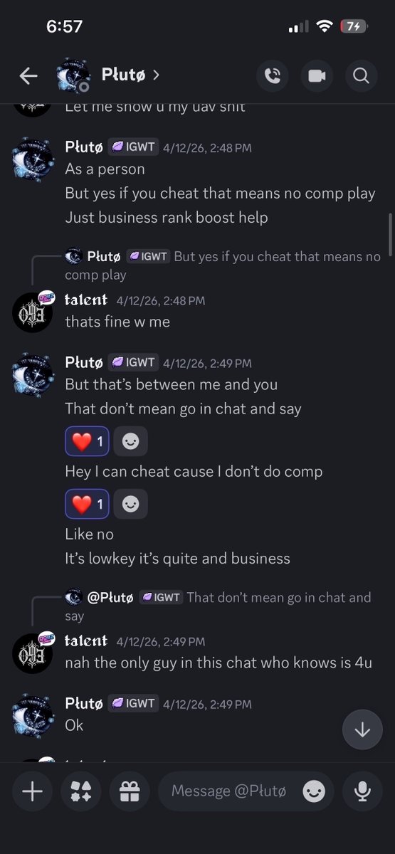 PulseCDL0's tweet photo. @plutocdll talk about me knowing soul was cheating. Whats this about, you knew about cheaters and harbored them. Now trying to clear @SoulCDL of cheats as XIM was found on his pc. the same thing that he is on the list of cheaters for.... your a dumbass stop protecting cheaters🤣 https://t.co/v4bycayjlh
