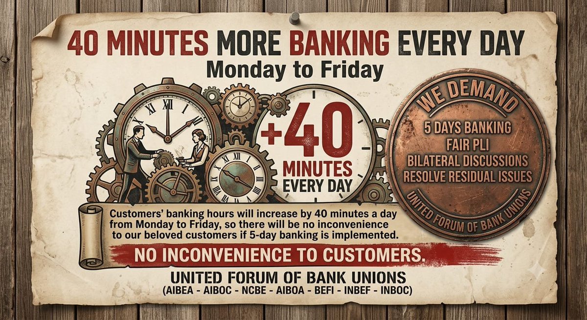 Lakshmi79335290's tweet photo. Five-day banking is not merely about holidays; it is about creating a sustainable and employee-friendly banking environment. #5dayBankingNow 
#FBOIOA https://t.co/BIbvz34Iq5