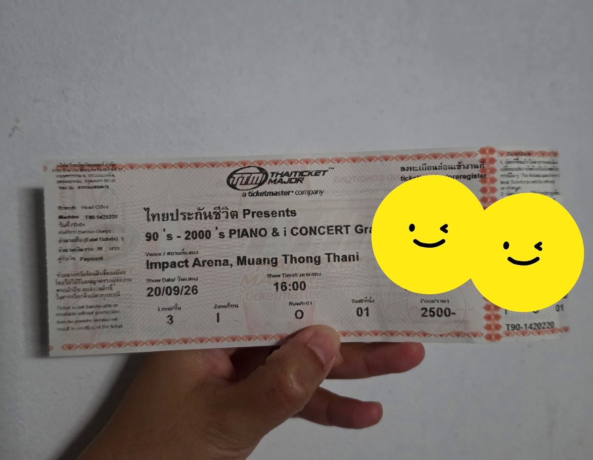 Jonesiscone's tweet photo. ปล่อยบัตร 90’s – 2000’s PIANO &amp; i CONCERT Grammy Songbook
วันอาทิตย์ 20/09/2026
Zone : I
Row : O
ขาย 3,000
#90s2000sPIANOandiConcert
#GrammySongbook
#PIANOandi https://t.co/oPY6bQZ1AB