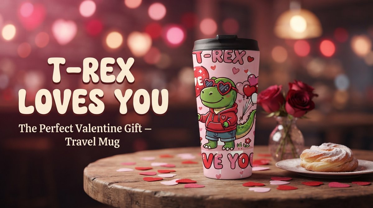 kidstown07's tweet photo. The perfect Valentine gift! 🦖💕 This T-Rex Loves You travel mug keeps drinks warm &amp; hearts warmer. Limited stock — grab yours! 👇 https://t.co/hh4v8ZPfyf #TRexLove #ValentineGift #TravelMug #DinoMug #TeePublic #ValentinesDay #WarmDrinks #CuteDino #GiftForHer #ShopNow https://t.co/nKfCFbB6Bu