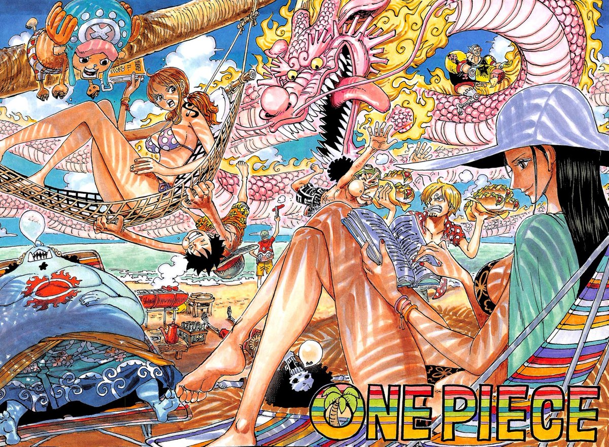 2007Kunalpro's tweet photo. One piece beach themed colour spreads are so beautiful. https://t.co/swBCjrb8wd