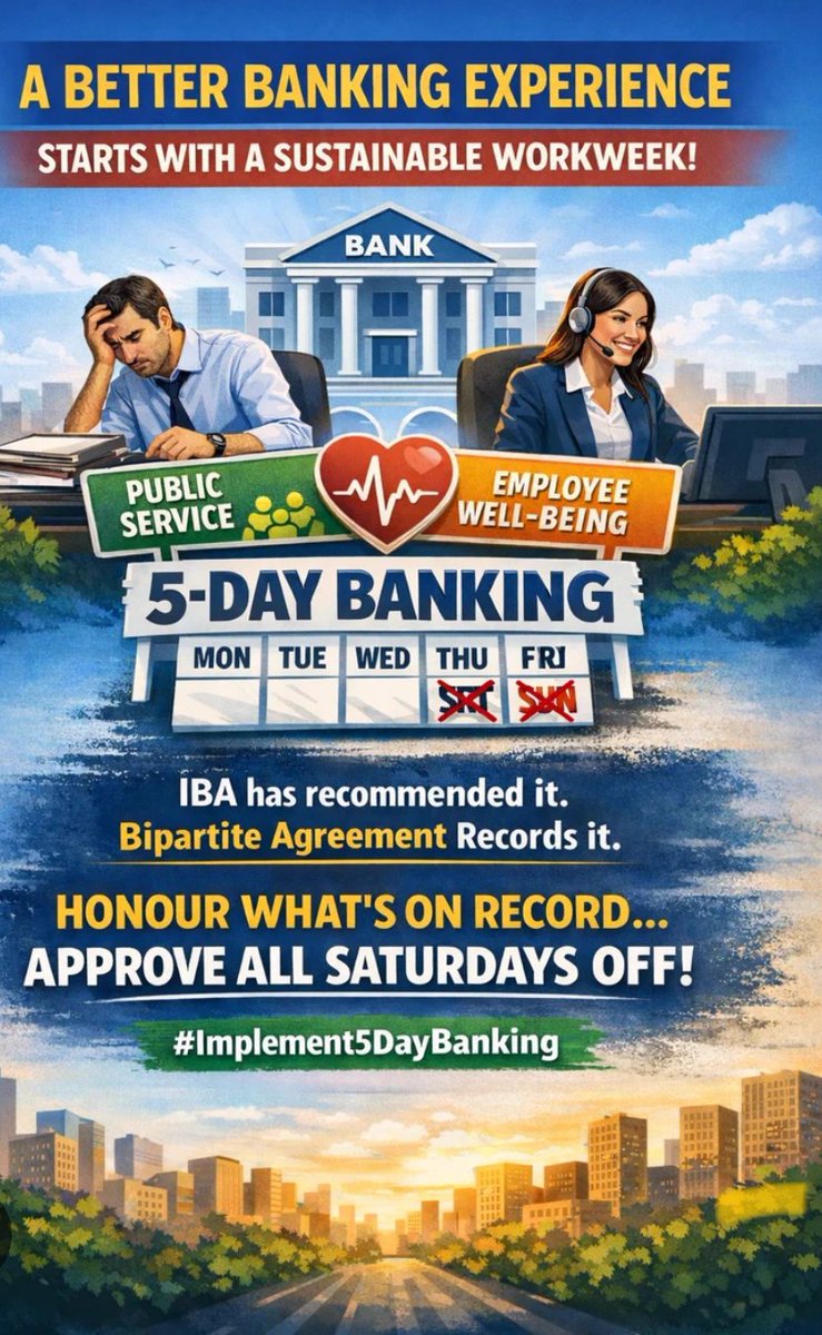 mayankk91144101's tweet photo. Bankers are not machine.They too deserve work life balance..
#5DayBankingNow https://t.co/Wqev82OV3f