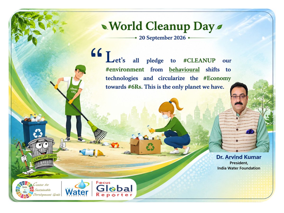 focusglobalrep1's tweet photo. #WorldCleanupDay2026 #CleanUpTheWorld #KeepOurPlanetClean #CleanEnvironment #WasteManagement #PlasticPollution #BeatPlasticPollution #CircularEconomy #SustainableDevelopment #EnvironmentalProtection #ZeroWaste #CleanEarth #GreenFuture #Sustainability #SDGs https://t.co/rQpjnLuzvS