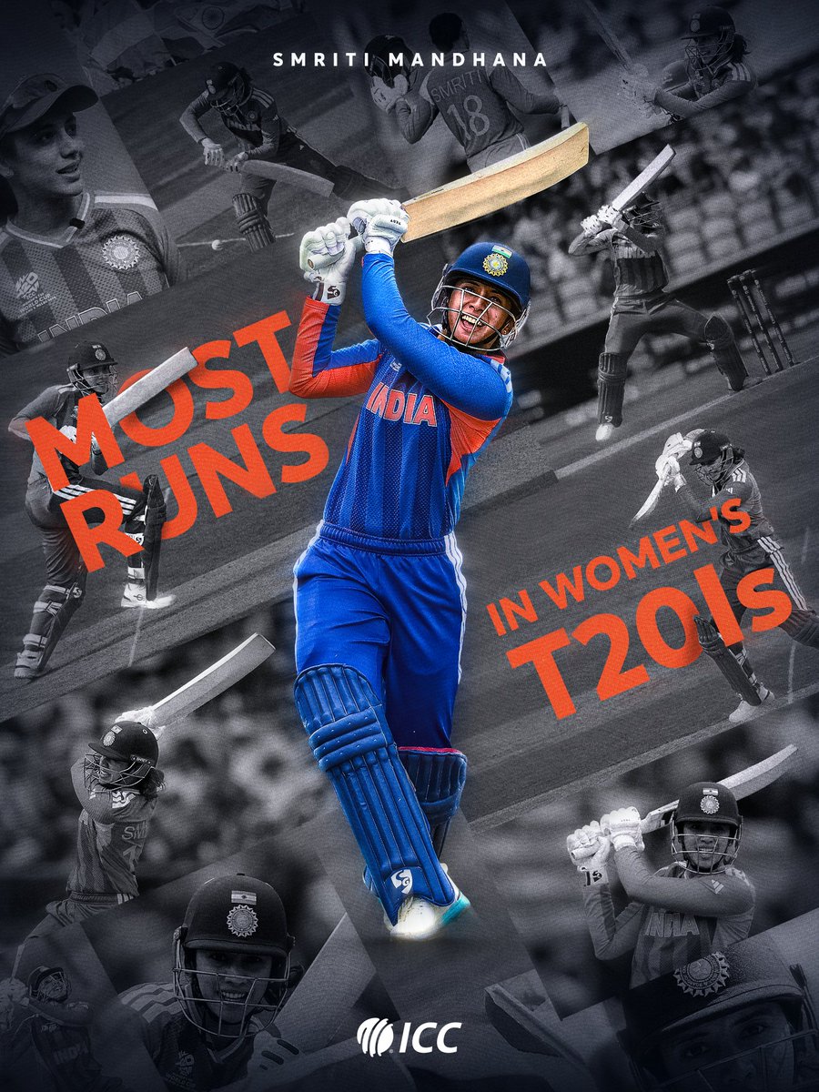 ICC's tweet photo. Make way for the top run-getter in Women's T20Is - Smriti Mandhana 🔥🤩 https://t.co/nAeRVxNrst