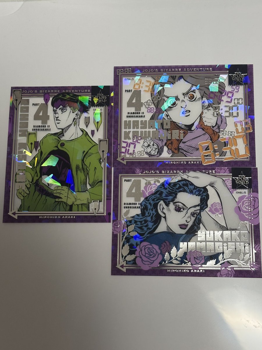 you_w_jojo's tweet photo. 先日買った原作『ジョジョの奇妙な冒険』 クリアステッカーコレクション Vol.3 Bセット
4部の面々。露伴や由花子はもちろん良いのだけれど早人の8:30へのカウントダウンが露伴の場面と親和性が高くて良い。 https://t.co/bTjTobR9Ix