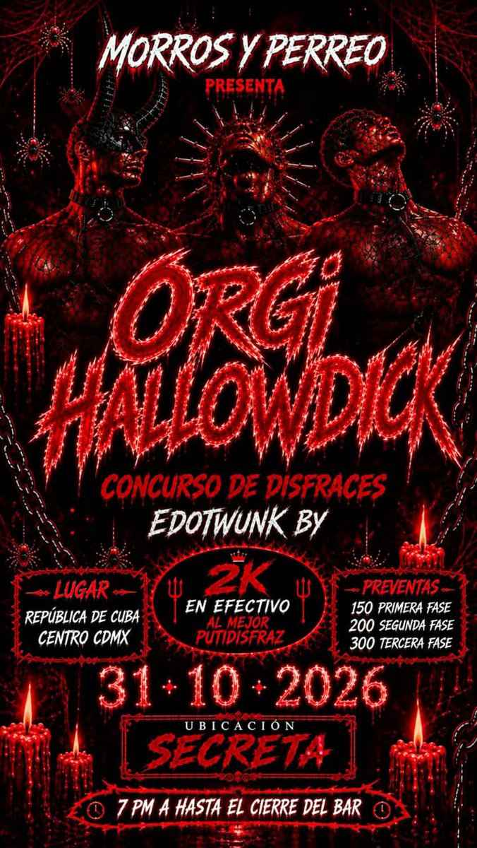 Morros_Mx's tweet photo. Nos vemos este 31 de octubre para la ORGITWINK VOL 8

Un bar únicamente para del desconecte, habrá concurso de disfraces y un premio en efectivo al mejor Puti-Disfraz 

https://t.co/CsmpFuw3TQ https://t.co/qFaweIOJWp