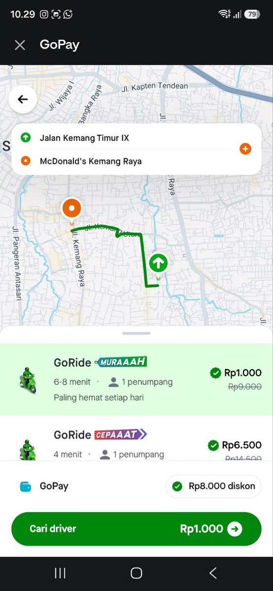 Electrayv8j's tweet photo. awalnya cuma mau cek apakah bisa pesan gojek lewat gopay, ternyata sekalian menemukan promo 😭✨ Gojek Di GoPay 1000 ternyata bisa mulai 1rb. pengalaman baru yang lumayan bikin seneng hari ini https://t.co/erU5BbAIQ2