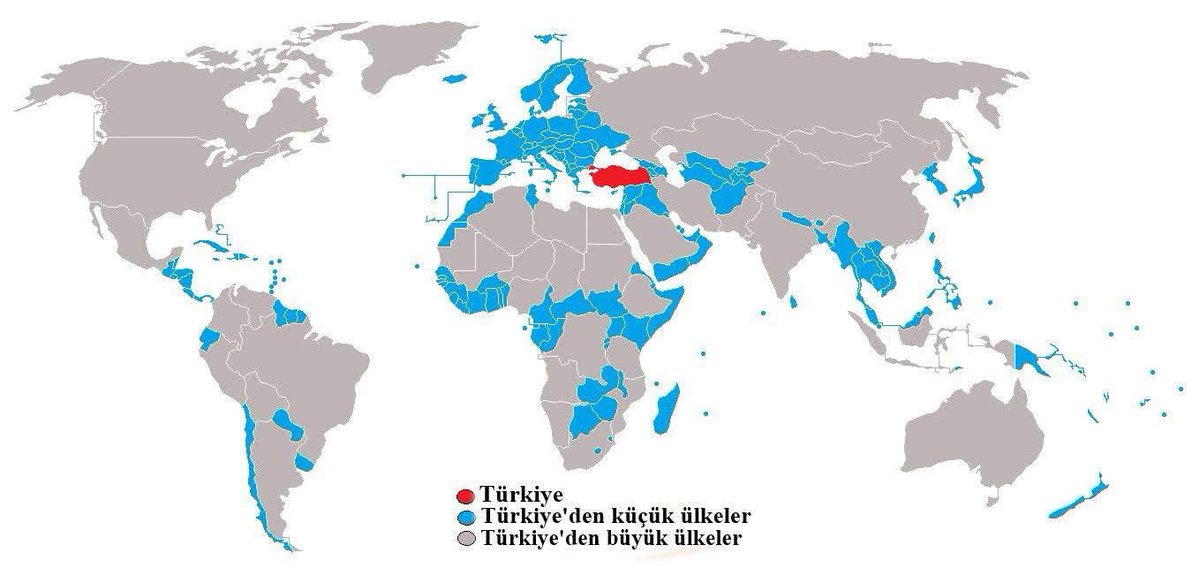 TurWoPe's tweet photo. Yüzölçümü Türkiye'den büyük ve küçük ülkeler: https://t.co/gu4aVHGe3Q