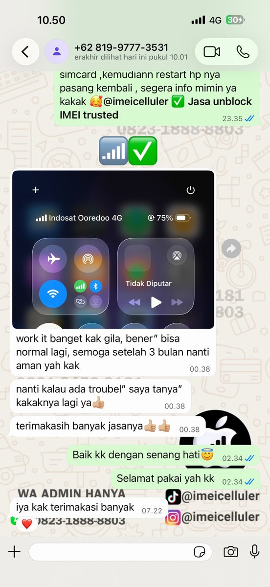 imeicelluler's tweet photo. Menerima Unblock IMEI sampai sinyal muncul baru bayar? Boleh banget imeicelluler solusinya🥰🥰
Sosmed imeicelluler/Testimoni 👇
#iphone #unlock #unlockimeiterpercaya https://t.co/6j0xtRhyvr